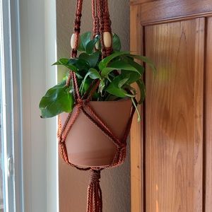 NEW Handmade Macrame Plant Hanger Orange & Brown